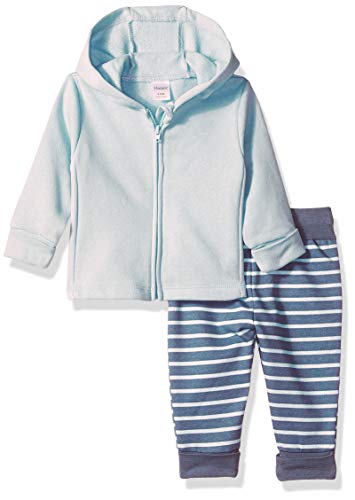 Hanes Ultimate Baby Flexy Adjustable Fit Jogger with Zippin Fleece Hoodie, Blue Stripe, 0-6 Months