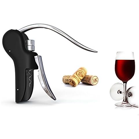 iFlash Professional Manual Wine Opener Corkscrew - Premium Corkscrew/Screw pull -Include Professional Foil Cutter & Extra Spiral (3 Piece Gift Set) - Black Cover