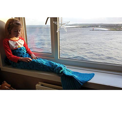 YOWAO Manta de Cola de Sirena, Escamas de Pescado Patrón Suave Todas Las Temporadas Mantas para Dormir (Azul, Niños)