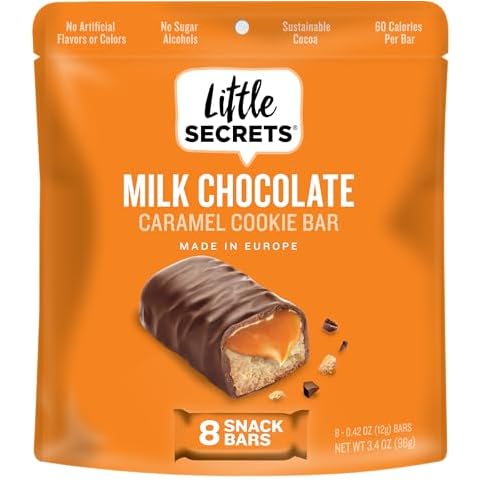 Little Secrets Milk Chocolate Caramel Cookie Bars | 8 Minis | Made in Europe | Nothing Artificial & No Sugar Alcohols | Sustainable Cocoa | 3.4 Ounce, Pack of 1 Cover