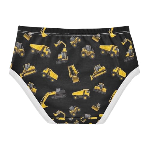 Toddler Panties, Yellow Construction Excavators Girls' Cotton Brief Underwear, 2–8 Years2