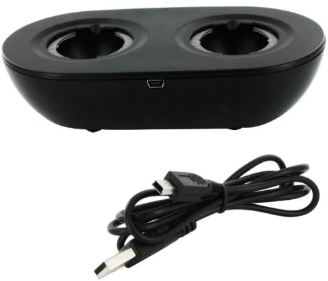 USB Powered Dual Port Charging Station Dock with Blue LED for Sony PlayStation 3 PS3 Move Controller, Black