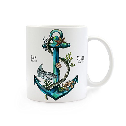 ilka parey wandtattoo-welt Taza Café Taza de café Taza Ancla con rocío y Pescado Back Board Control Board ts254