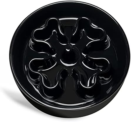 Gocess Slow Feeder,Ceramic-Slow Feeder Dog Bowls Large Breed,Puzzle Dog Food Bowl Maze,Dog Dishes to Slow Down Eating,4 Cups Slow Feed Dog Bowl for Medium and Large Sized Dog,Black