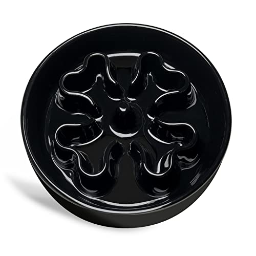 Gocess Slow Feeder,Ceramic-Slow Feeder Dog Bowls Large Breed,Puzzle Dog Food Bowl Maze,Dog Dishes To Slow Down Eating,4 Cups Slow Feed Dog Bowl For Medium And Large Sized Dog,Black #TOP22