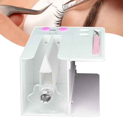 agreilduite Acrylic Eyelash Flowering Machine,Lash Fan Maker-Quick Fan Opening,Eyelash Root Splitter,Eyelash Fan Making Tool,Lash Extension Auxiliary Device with Glue Cup & Extension Bracket,White
