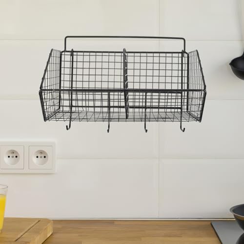 Cesta colgante de cocina en acero al carbono con compartimentos dobles 7