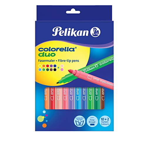 Pelikan 813846 Faserschreiber Colorella Duo C407, 12 Stifte in Faltschachtel
