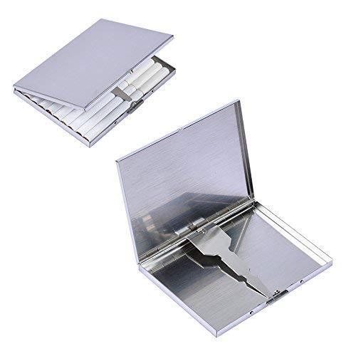 Extra Slim Cigarette Case Silver Stainless Steel Box For 100mm