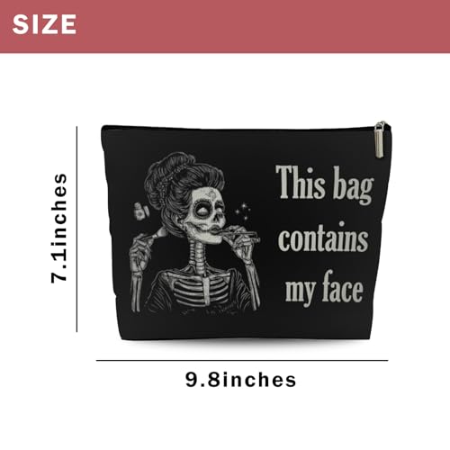 Goth Gifts for Women, This Bag Contains My Face, Gothic Makeup Bag, Witchy Spooky Cosmetic Bag with Zipper4