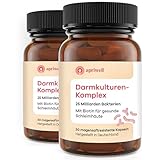 Apriwell Darmkulturen-Komplex - Fructosefrei - 5 Milchsäurebakterien & Bifidobakterien - Mit Biotin für die Schleimhaut - magensaftresistent - ohne Inulin - 60 vegane Kapseln