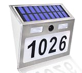 TECH DISCOUNT Lumière Solaire de NuméRo de Porte, Lumière de Numéro D'Appartement, Lumière de Panneau de Mur de Détection Intelligente de Corps Humain avec 4 Perles D'éclairage de Led