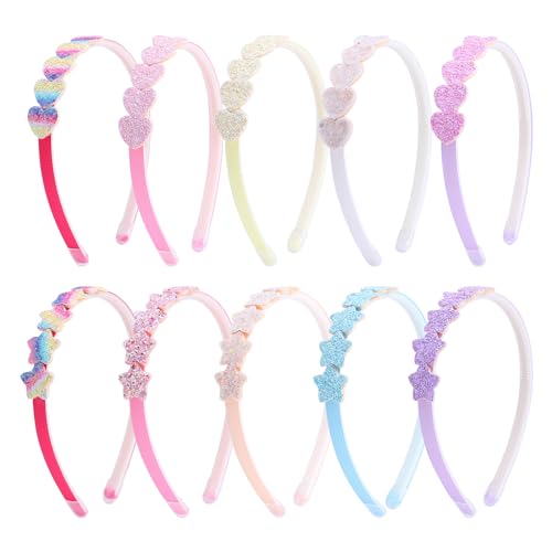 Nenjindz 10 unidades de 2,5 cm de diademas para niña, diademas para el pelo, con estrellas y lentejuelas, para fiestas de cumpleaños