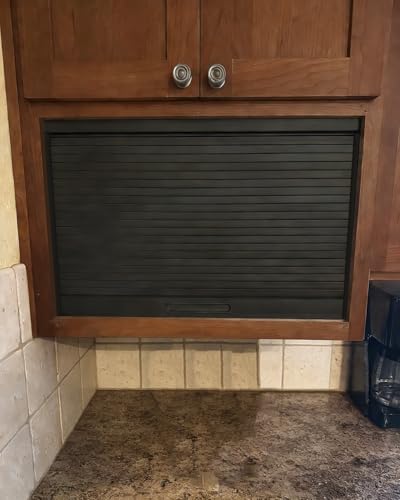 ZIMGOD Porta a Soffietto Kit per Anta a Serranda per Mobile da Cucina Nero, Anta Scorrevole per Armadio/Credenza/Guardaroba, Serranda Avvolgibile con Maniglia r Binario(50x60cm (19.7x23.6))