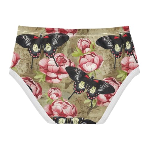 Joisal Floral Butterfly Rose Flowers Cute Panties Girl Toddler Underwear Floral Cotton Fun Print Briefs Girls Undies 2t2