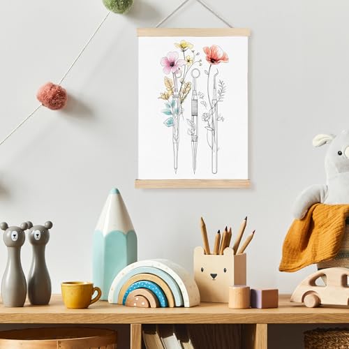 Image of PQKIY Dentist Dental Office Decor Wall Art Poster Hanger Frame 12x16 in, Floral Dentistry Medical Wall Decor Canvas Prints for Dentist Clinic Room Dental Assistant Hygienist Office
