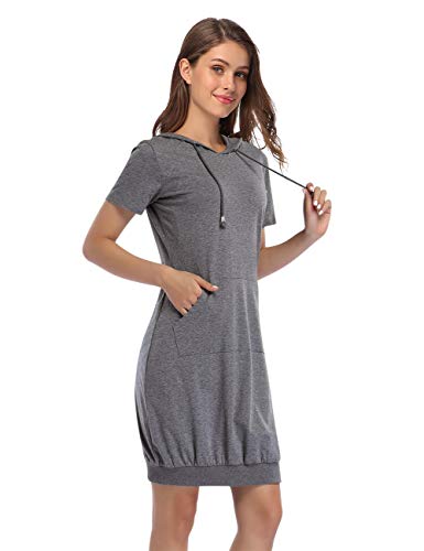 MISSKY Women's Pullover Hooded Kangaroo Pocket Sweatshirt Casual Hoodie Dress3