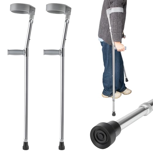 Folding Crutches for Adults Elbow Crutches for Women Men Lightweight Two-Point Height Adjustable Crutches with Comfy Handle