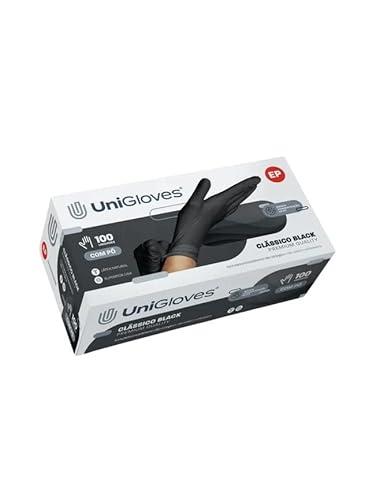 Luva de procedimento látex preta 100 unidades M - Unigloves