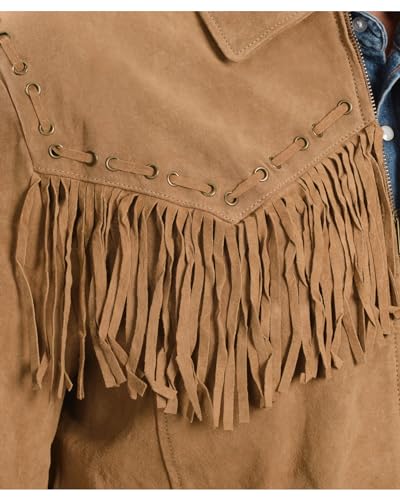 Image of Scully Men's Fringed Suede Leather Short Jacket Bourbon X- US
