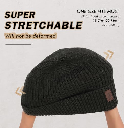 Image of Wmcaps Warm Beanie for Men Women, Fleece Lined Beanie Warm Winter Caps Unisex Fashion Knit Cuffed Cap