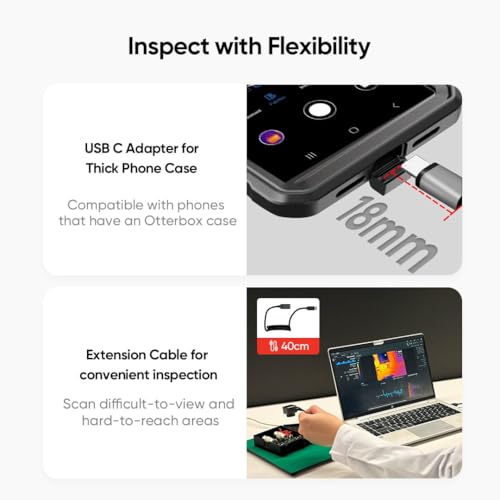 Image of HIKMICRO Mini2Plus Thermal Imaging Camera for Android, 256 x 192 IR Resolution, 25Hz Refresh Rate, Manual Focus, Infrared Thermal Imager 49,152 Pixels, -20C to 350C Temperature range, USB-C, Metal