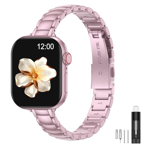 MioHHR Thin Metal Bands Compatible with Apple Watch Band 42/41/40/38mm