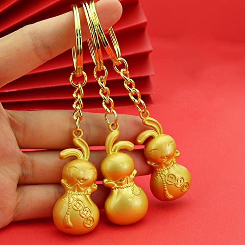 Chaveiro de coelho - estátua de coelho do zodíaco dourado | estátua de coelho pendurada decorações d