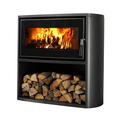 SUPRA LASLO BÛCHER - Poêle à bois en acier 7,5 kW, haute efficacité, troncs jusqu'à 60 cm, système de nettoyage, cendrier accessible, Déflecteurs amovibles,...