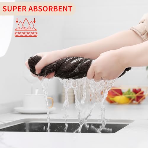Image of Homaxy 100% Cotton Waffle Weave Kitchen Dish Cloths, Ultra Soft Absorbent Quick Drying Dish Towels, 12 x 12 Inches, 12-Pack, Dark Brown