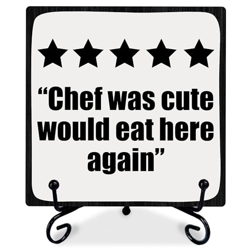 Funny Kitchen Sign With Metal Stand - Chef Was Cute