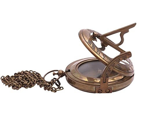 Yvcrafts Brass Sundial Compass With Leather Case And Chain, Engraved Gift For Him, Sundial Clock Unique Gifts For Men, Personalized Compass For Boyfriend, Fiancé (Happy Anniversary) #TOP4