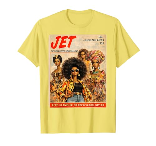Afro Glamour – Vintage Black Women Cover Art T-Shirt, Men, Lemon Yellow, Small