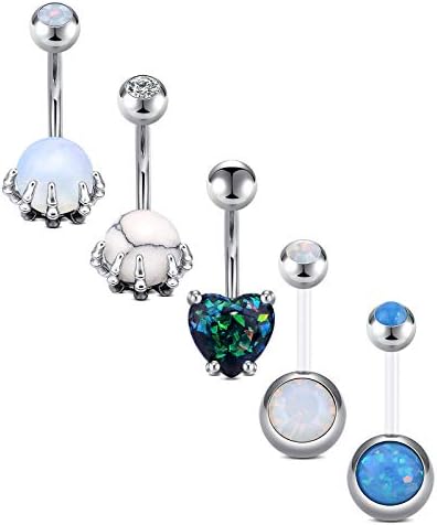D.Bella 14G Belly Button Rings Surgical Stainless Steel Belly Rings Diamond Navel Rings Navel Piercing Jewelry 10mm Belly Button Piercing Jewelry