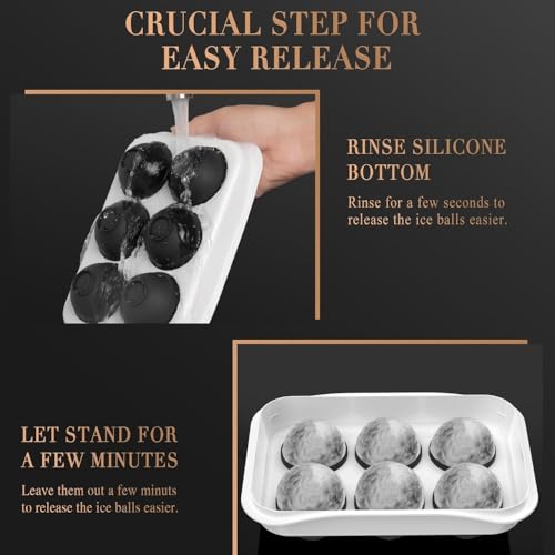 Image of Ice Cube Molds with Lid,Big Silicone Ice Cube Tray for Whiskey,2Inch Square Ice Cube Tray,Easy-Release Ice Mold,Giant Ice Cubes for Bourbon Cocktail (2, Round Black)