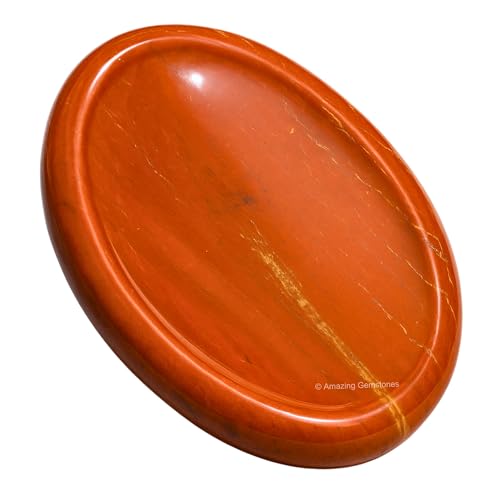 Image of Amazing Gemstone Red Jasper Worry Stone Crystals and Healing Stones - Worry Stones for Stress Relief Gifts - Piedra Crystal Fidget for Meditation - Unique Stocking Stuffers and Birthday Gifts