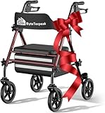Rollator faltbar und leicht mit Sitz, ByteTecpeak R4 Rollatoren schmal für Wohnung, Rollatoren für Senioren klappbar mit 20 cm Reifen für All-Terrain, Sitz und Griffhöhe verstellbar