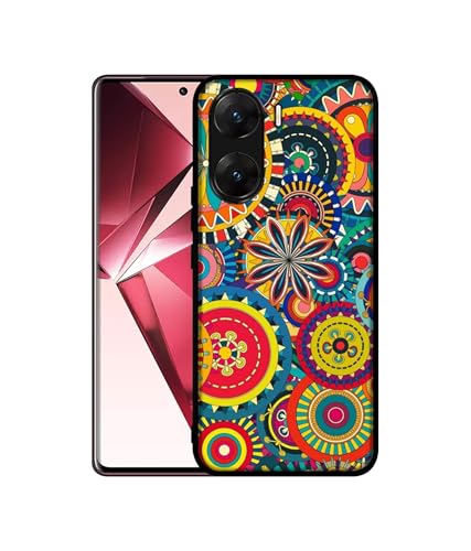 Image of Ring Pattern Print Design Premium 2D Printed Metal Back Case Cover for Vivo V29E 5G