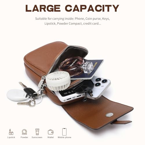 Image of Genuine Leather Crossbody Bags for Women, Small Crossbody Bag for Women,Phone Purses with Adjustable Strap for Travel