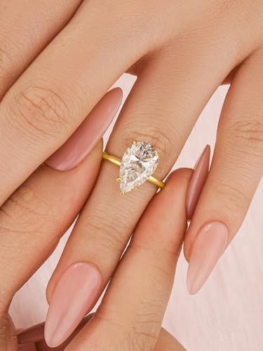 4.0 Carat Pear Cut Lab-Created D Color VVS1 Moissanite Ring, S925 Sterling Silver Engagement Ring for Women2