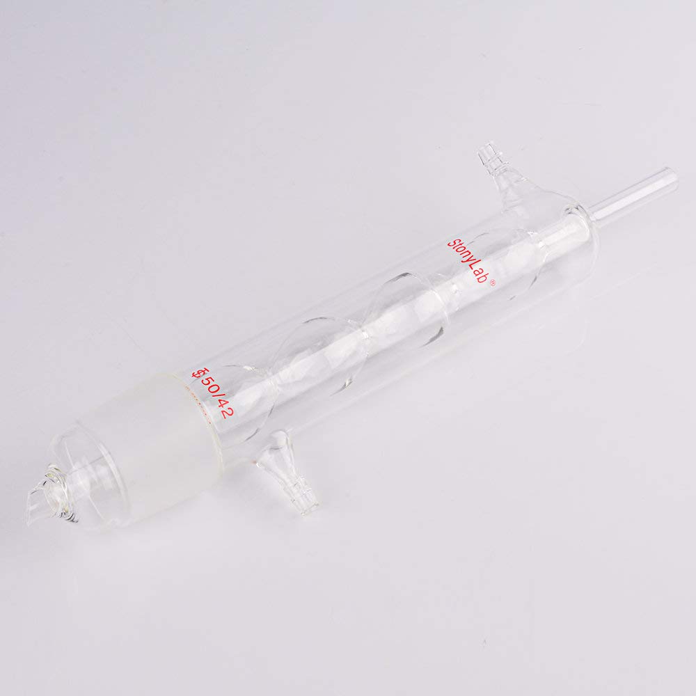 stonylab Reflujo Condensador Allihn para Extractor Soxhlet, Vidrio Borosilicato Condensador Allihn con Junta 50/42 500 mm de Longitud de Chaqueta Vidrio Condensador Laboratorio