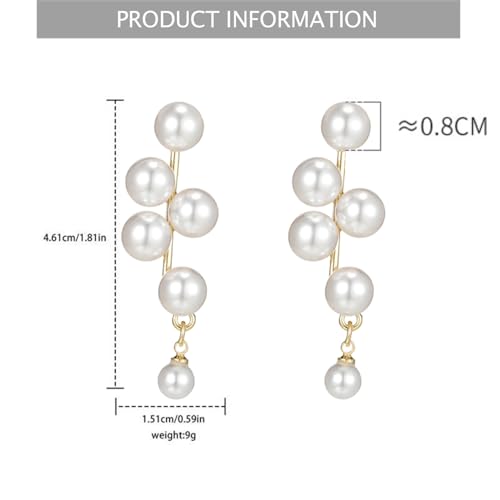 Boho Long Pearl Drop Dangle Earrings,Vintage Tiny White Pearl Chain Earrings Handmade Statement Bridal Jewelry for Women2