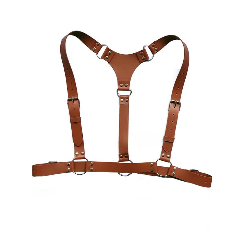 Fstrend Men's Chest Harness Brown Leather Shoulder Belt Strap Fashion Rave Body Accessory4