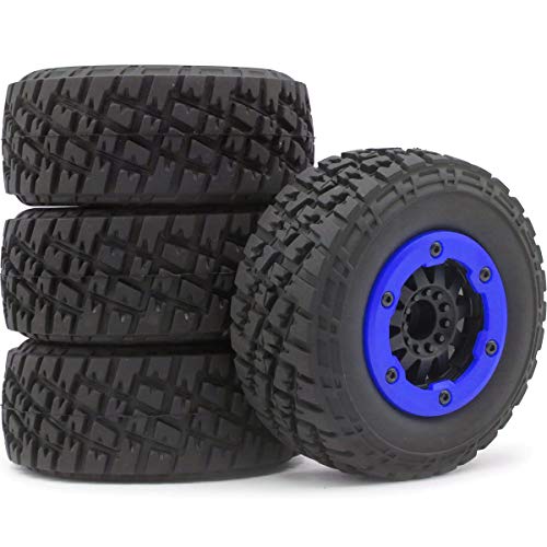 hobbysoul 4pcs 1/10 RC 2.2/3.0 Short Course SC Tires Tyres & Hex 12mm Beadlock Wheels Blue Color plastice Rims hobbysoul 4pcs 1/10 RC 2.2/3.0 Short Course SC Tires Tyres & Hex 12mm Beadlock Wheels Blue Color plastice Rims