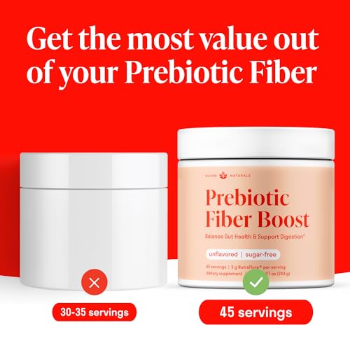 Prebiotic Fiber Powder - Unflavored & Sugar Free | 45 Servings | Fiber Supplement to Support Digestive Regularity, Gut Health, Bloating & Immune Support - 1 Scoop of Soluble Prebiotic Powder Daily - Thumbnail 7
