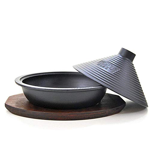 Tagine Cast Iron Cooker Pot with Anti-scalding Board, Tagine Clay Casserole Slow Cooker Non-Porous Cone Lid, for Different Cooking Styles and Temperature Settings Oven / 26CM