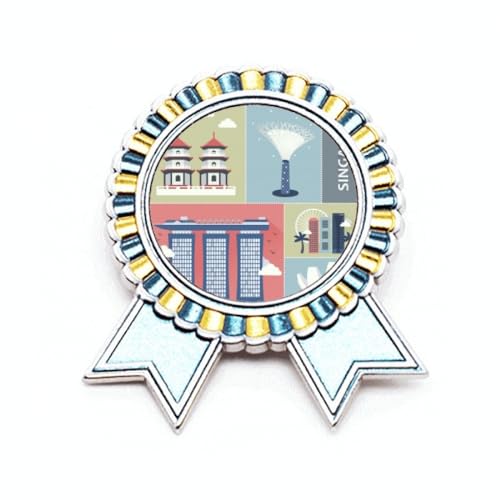 Broche gratte-ciel de Singapour M en métal au design architectural précis