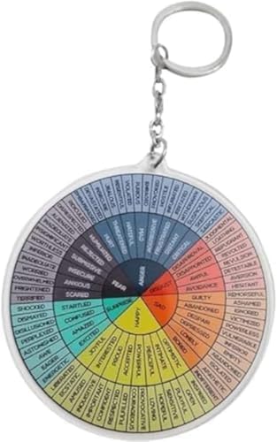 Vugyue Emotion Wheel Chart Keychain, Mood Therapy Emotions Wheel, Feelings