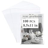 Miraclekoo 100 Pcs Resealable Magazine Bags Thick Clear Plastic Sleeves for 8.5x11 Inch Paper,Comic Book,Art Prints (Bag Size:8.75x11.06 inch)