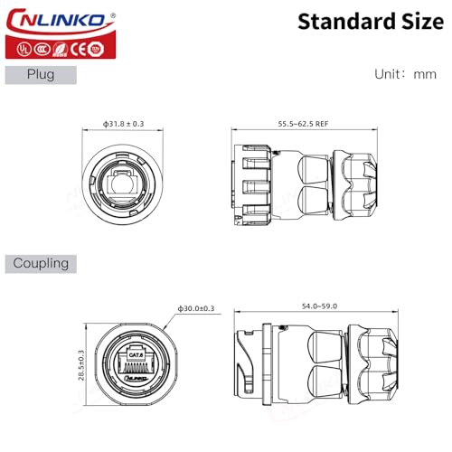 CNLINKO YM-20 Conector RJ45 Impermeable CAT6 miniatura 3